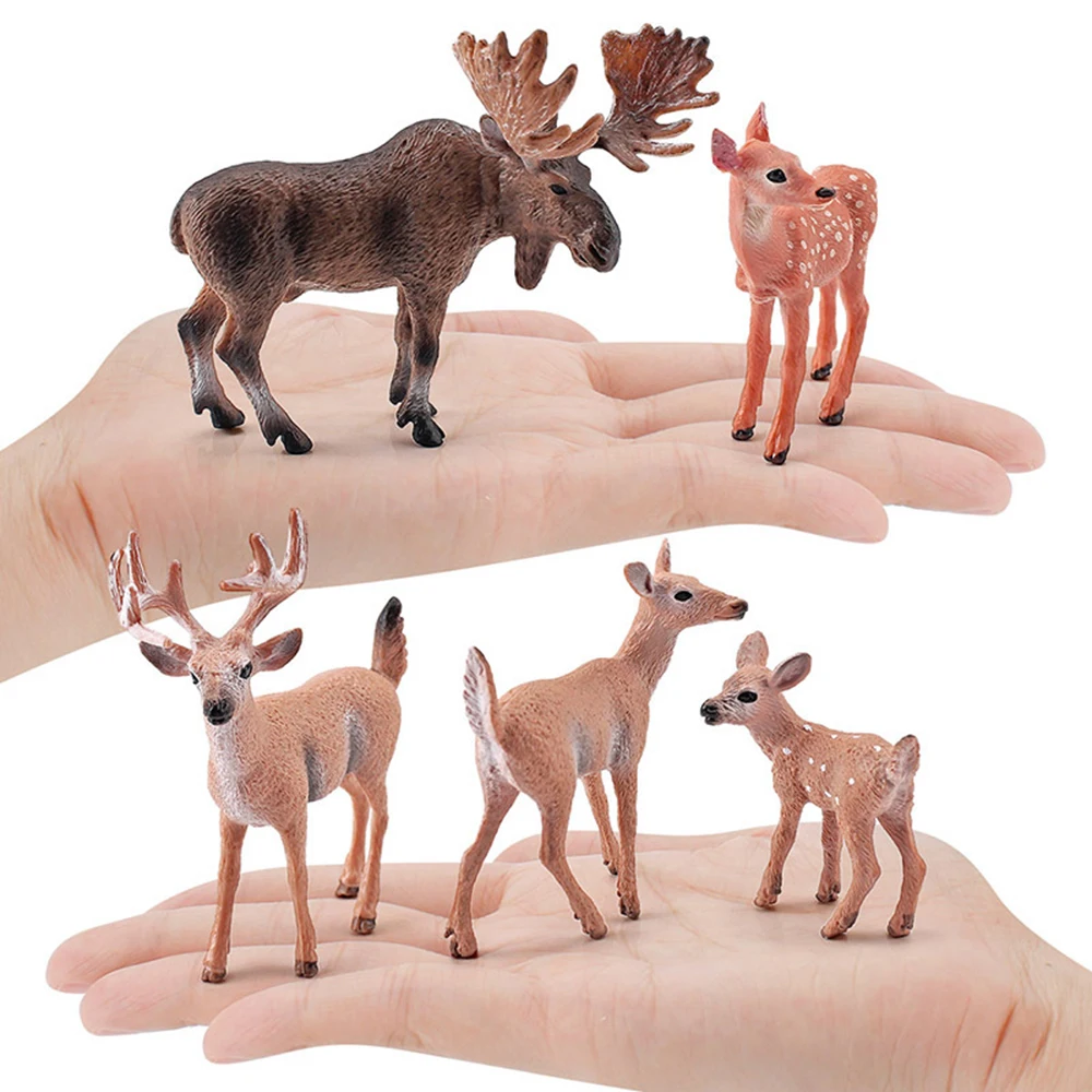 Animais fofos Bonecos de Simulação de Veado Figura de Ação em Miniatura Fazenda Modelos de Brinquedos para Crianças de Recolha de Brinquedos, Figuras de Imagem 4