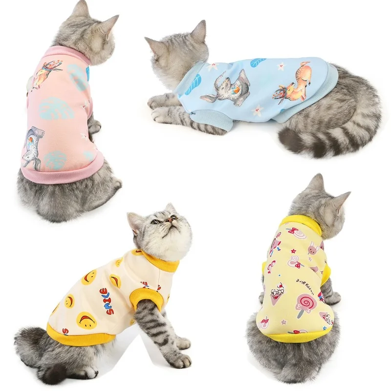 Animal de estimação fruto de impressão colete gato cão leite de seda da camisola gatinho filhote de cachorro quente T-shirt de inverno gato pijama gato de estimação roupas Imagem 2