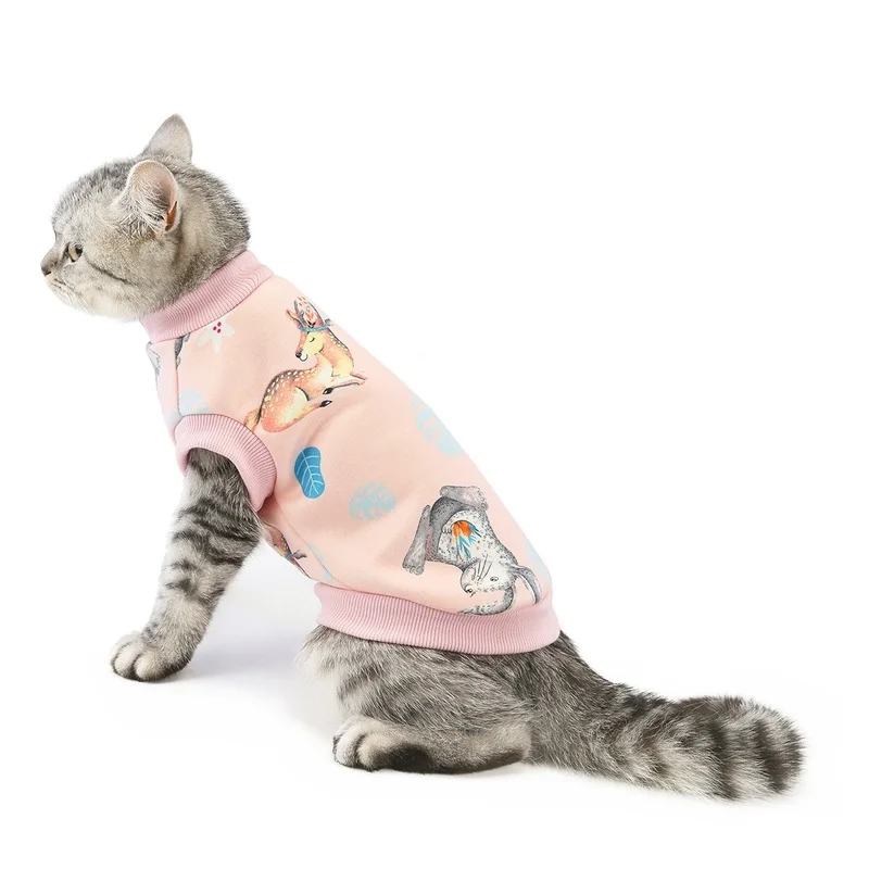 Animal de estimação fruto de impressão colete gato cão leite de seda da camisola gatinho filhote de cachorro quente T-shirt de inverno gato pijama gato de estimação roupas Imagem 5