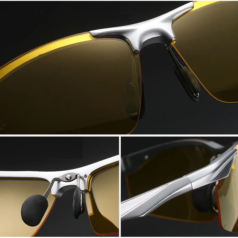 AOWEAR Homens Polarizado Noite de Óculos de Visão para a Condução de Óculos de Alumínio Amarela, Óculos de sol dos Homens Driver de Alta Qualidade de Óculos Imagem 2