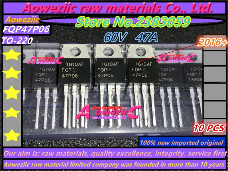 Aoweziic 100% novo original importado FQP17P06 17P06 FQP47P06 47P06 HGTP10N120BN 10N120BN D13007K A-220 transistor Imagem 1