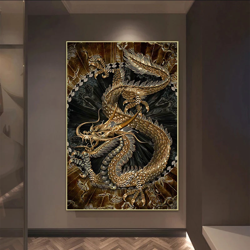 Arte moderna, Pintura a Óleo Dragão Chinês Imagem HD de Impressão de Cartazes e Estampas para Casa Decoração Sala de estar Pintura Imagem 2