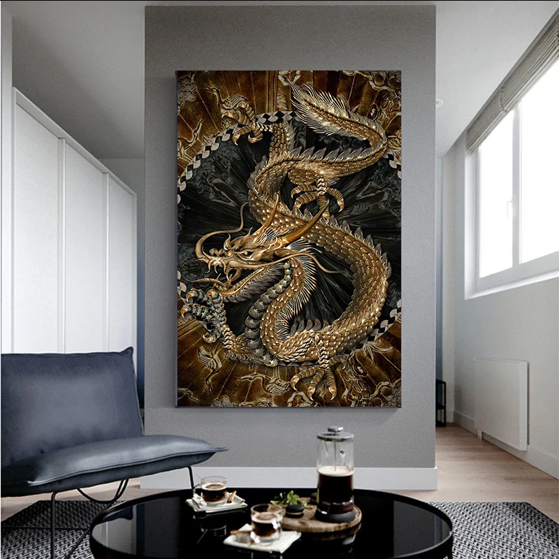 Arte moderna, Pintura a Óleo Dragão Chinês Imagem HD de Impressão de Cartazes e Estampas para Casa Decoração Sala de estar Pintura Imagem 3