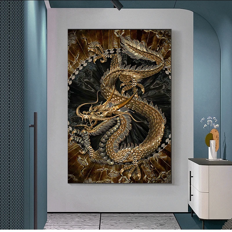 Arte moderna, Pintura a Óleo Dragão Chinês Imagem HD de Impressão de Cartazes e Estampas para Casa Decoração Sala de estar Pintura Imagem 4