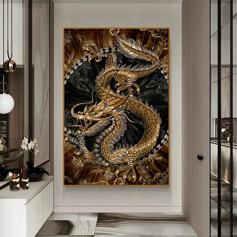 Arte moderna, Pintura a Óleo Dragão Chinês Imagem HD de Impressão de Cartazes e Estampas para Casa Decoração Sala de estar Pintura Imagem 5