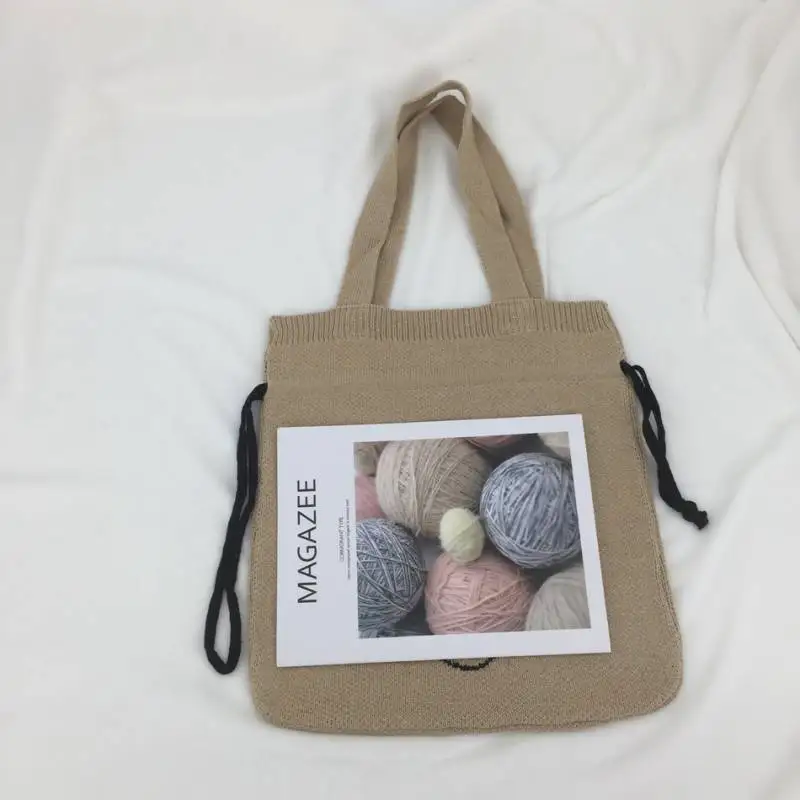 As mulheres do Bolsa de Ombro, Novo estilo preguiçoso de Lã, tecida do saco de compras Imagem 5