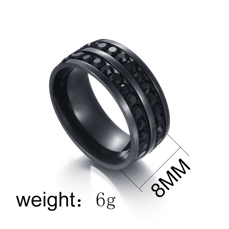 Atoztide Simples 8mm de Aço Inoxidável de 2 Linhas Linha Clara Zircão Anéis de Moda Rodada Amor Midi Dedo de Jóias de Casamento Presente Para o Amante Imagem 2