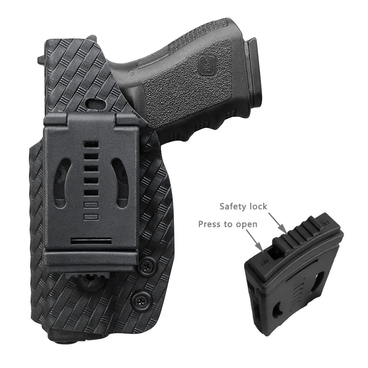 B. B. F Faça Glock 19 Estojo, Glock 17 Estojo OWB de Fibra de Carbono Kydex Cinturão de Ajuste: Glock 19 19x / Glock 17 22 31 / Glock 26 27 Imagem 2