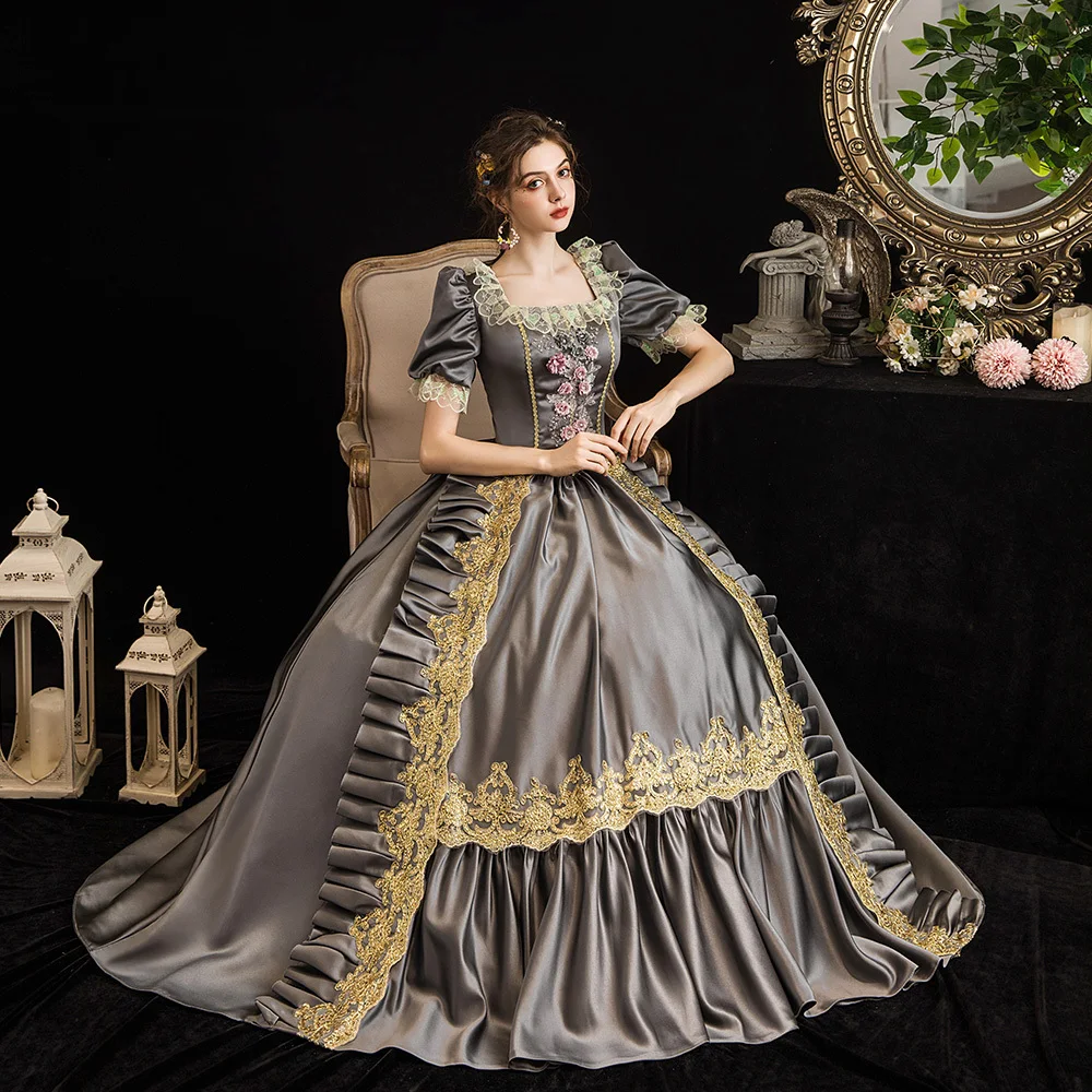 Barroco rococó Marie Antoinette Bola Vestidos do Século 18 vestido de Renascença Período Histórico Vitoriano Vestido para as Mulheres Imagem 3