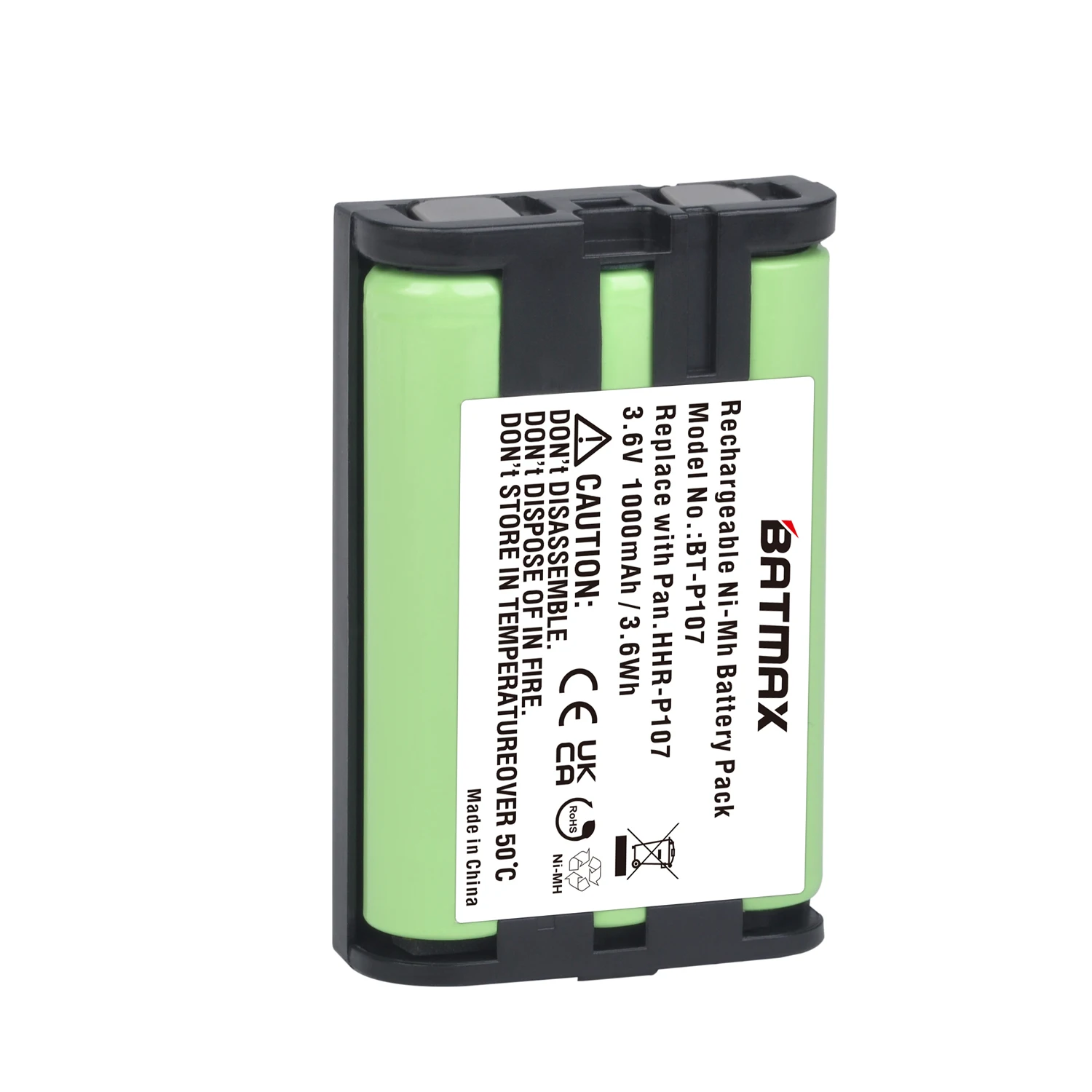 Batmax 3,6 v 1000mAh HHR-P107 Recarregável Bateria para Telefone sem fio Panasonic HHR-P107 HHR-P107A KX-TG6074PK, KX-TGA300 Imagem 2