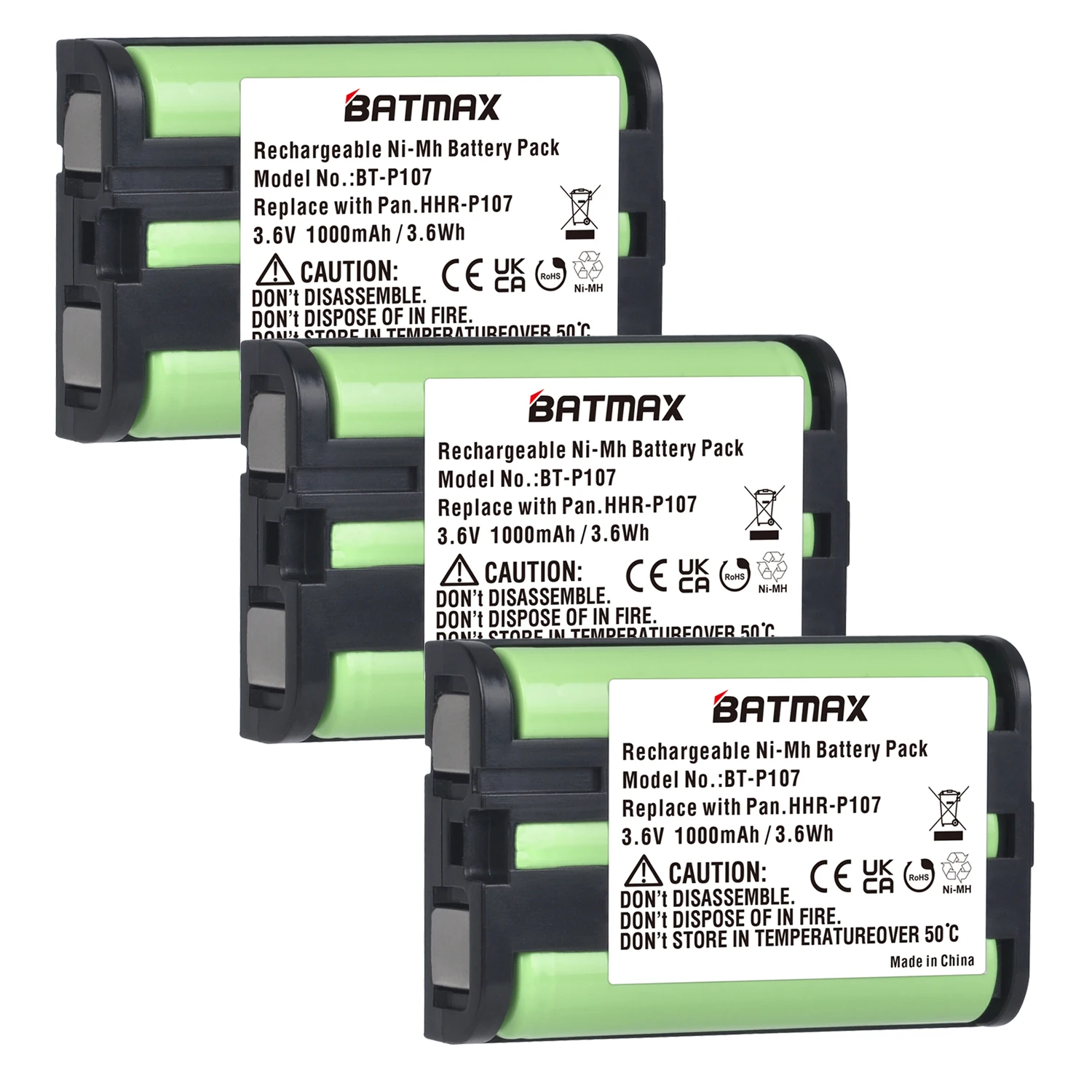 Batmax 3,6 v 1000mAh HHR-P107 Recarregável Bateria para Telefone sem fio Panasonic HHR-P107 HHR-P107A KX-TG6074PK, KX-TGA300 Imagem 4