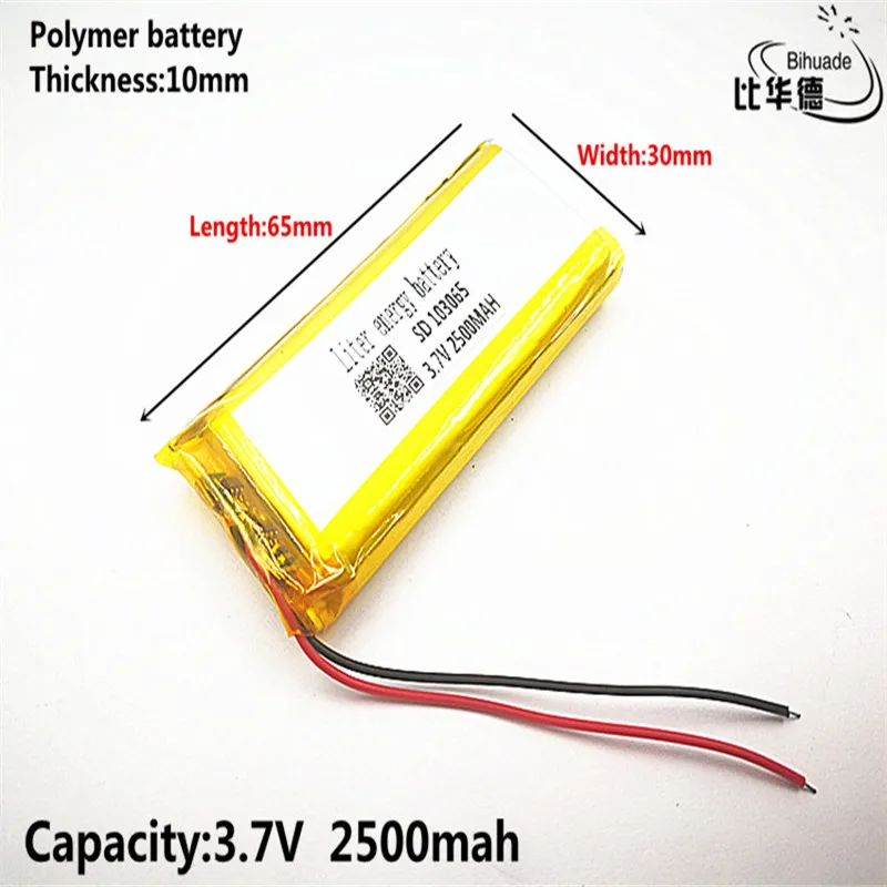 Bom Qulity Litro de energia bateria de 3,7 V,2500mAH 103065 de Polímero de lítio ion / Li-íon da bateria para o pc da tabuleta do BANCO,GPS,mp3,mp4 Imagem 1