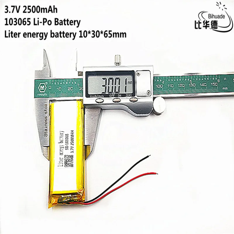 Bom Qulity Litro de energia bateria de 3,7 V,2500mAH 103065 de Polímero de lítio ion / Li-íon da bateria para o pc da tabuleta do BANCO,GPS,mp3,mp4 Imagem 2