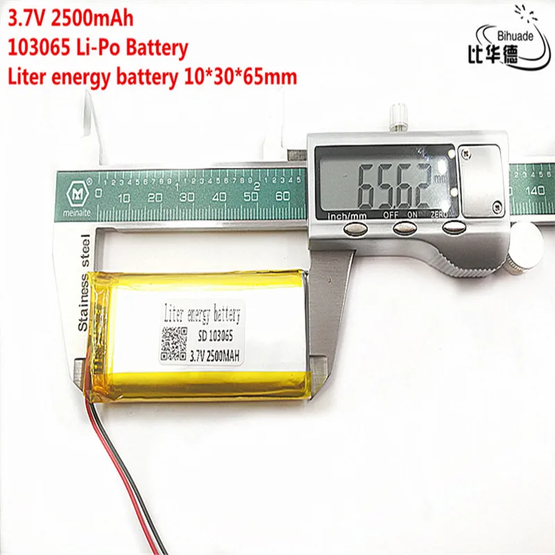 Bom Qulity Litro de energia bateria de 3,7 V,2500mAH 103065 de Polímero de lítio ion / Li-íon da bateria para o pc da tabuleta do BANCO,GPS,mp3,mp4 Imagem 3