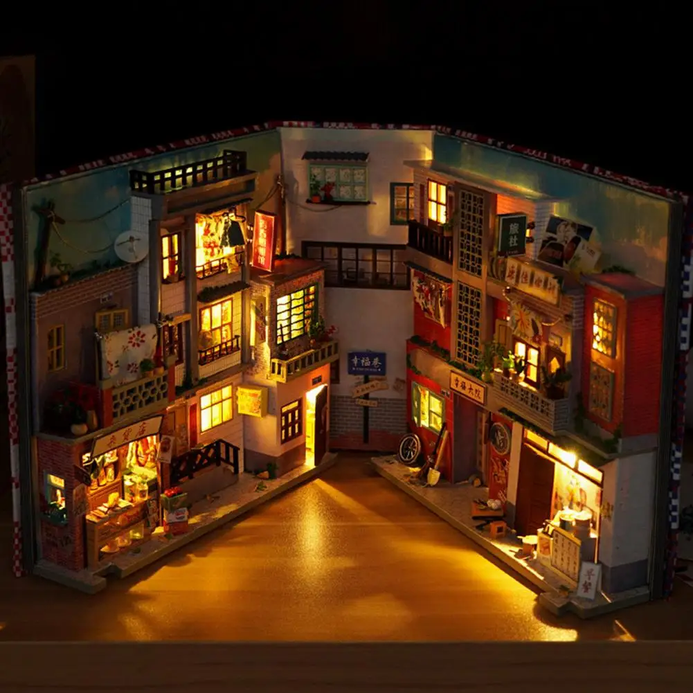 Cabana de madeira de Brinquedos de DIY Casa de Boneca Modelo em Miniatura, Bonecos de DIY Estante de livros em Miniatura Cabana de Construção de Casa de Boneca Modelo de Brinquedo Casa De Bonec Imagem 1