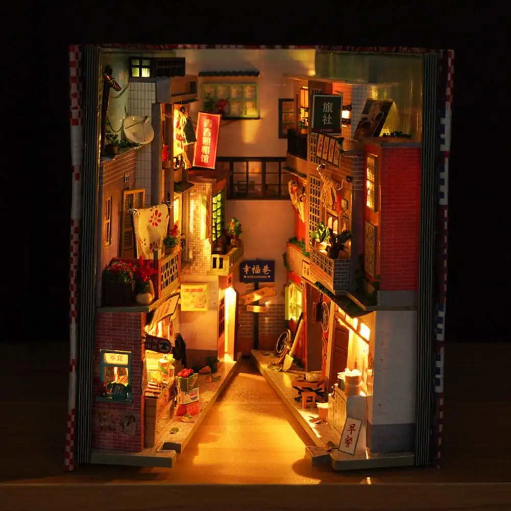 Cabana de madeira de Brinquedos de DIY Casa de Boneca Modelo em Miniatura, Bonecos de DIY Estante de livros em Miniatura Cabana de Construção de Casa de Boneca Modelo de Brinquedo Casa De Bonec Imagem 4