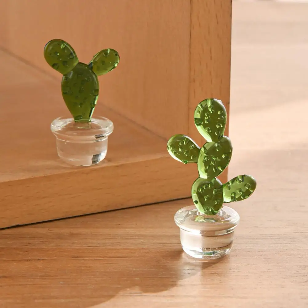 Cactus Ornamentos Bom Artesanato de Vidro Decorativo em Miniatura Cacto Bonsai Estatueta para a Tabela Imagem 1