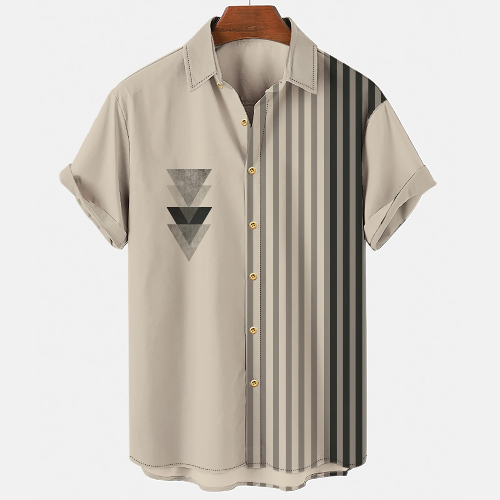 Camiseta masculina estampa Listrada Pulôver de Gola V Manga Curta Havaiano Férias Shirtfor do Verão Masculino de grandes dimensões Tops Camisa Solta Roupas Imagem 2