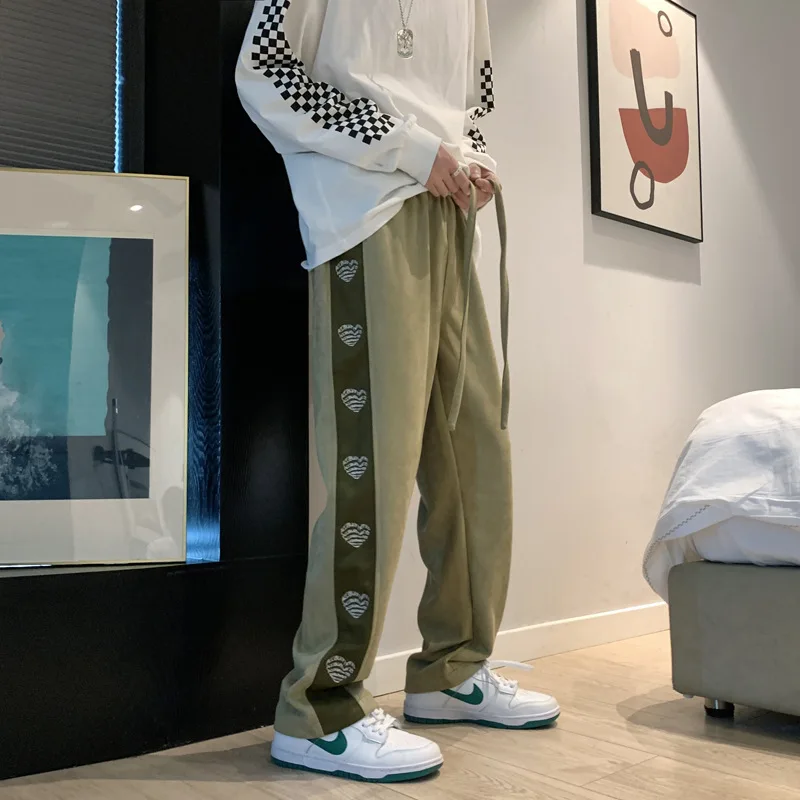 Casual Calças dos Homens Versão coreana da Tendência Ins Solta Reta Maré Marca de Todos-jogo Bonito de Hip-hop e Streetwear Cavallari Imagem 2