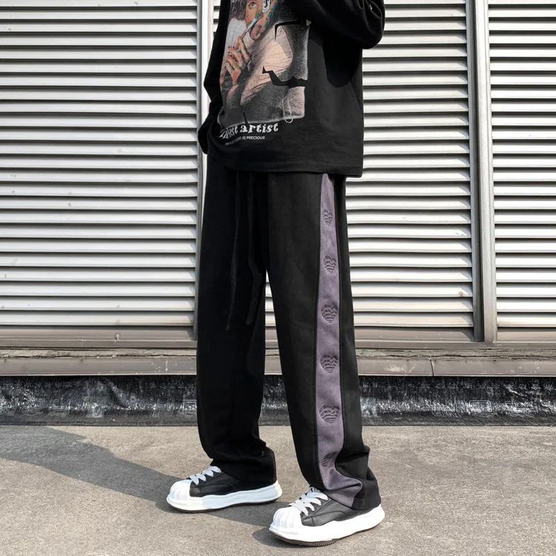 Casual Calças dos Homens Versão coreana da Tendência Ins Solta Reta Maré Marca de Todos-jogo Bonito de Hip-hop e Streetwear Cavallari Imagem 4