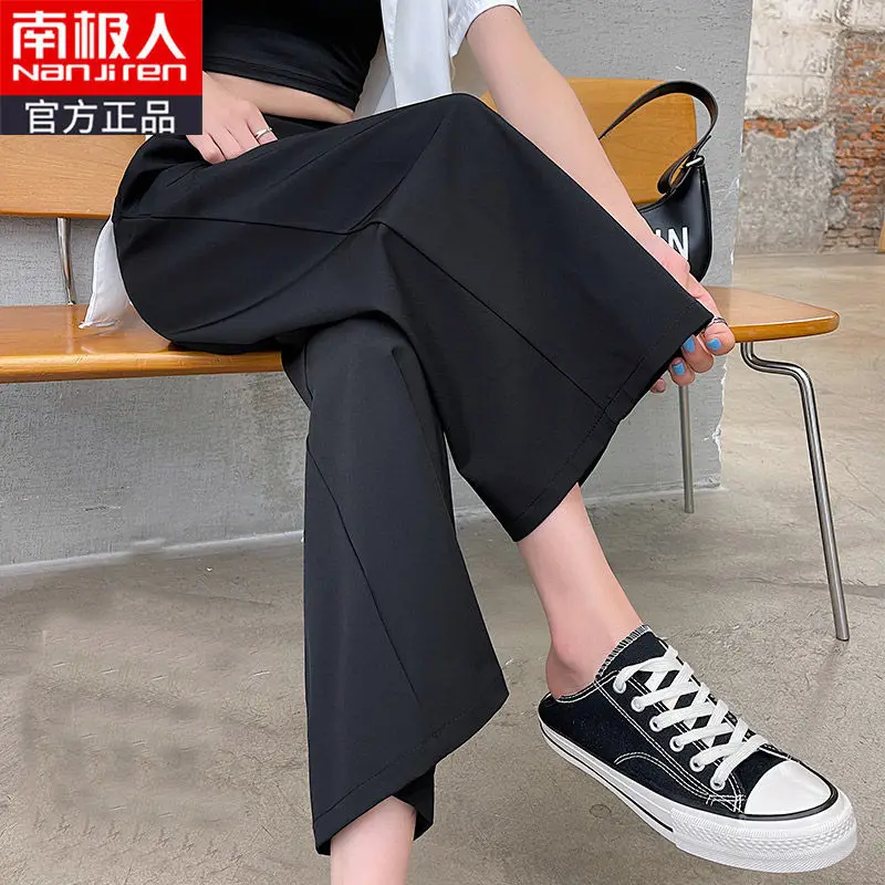 Casual Calças para Mulheres de Verão Cintura Alta Fêmeas Novo Respirável Minimalista Vintage de Todos-jogo Elastic da cintura Armar Estilo coreano Moderno Imagem 2