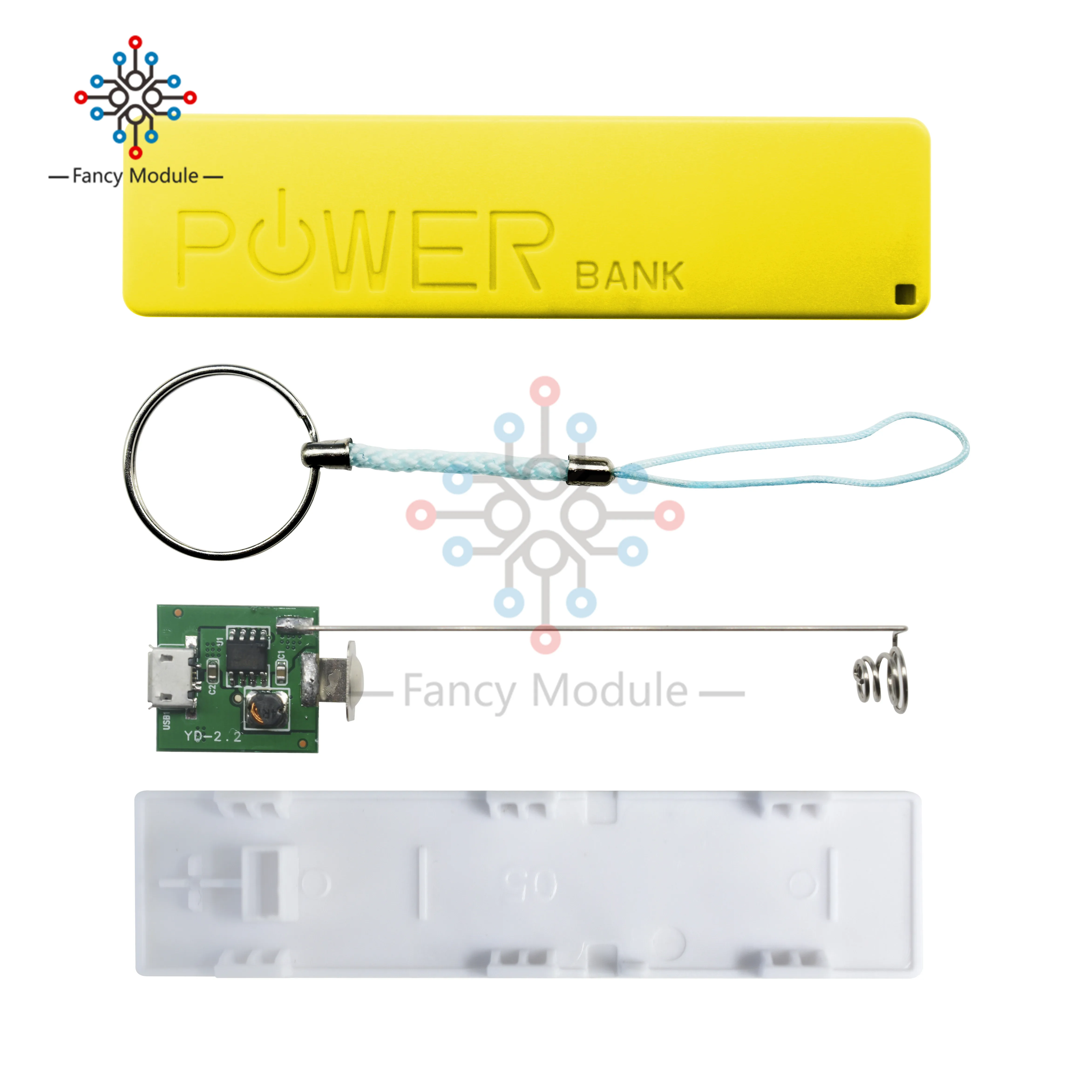 Chegada nova 1Pcs Banco do Poder de USB Caso o Kit de Carregador de Bateria 18650 Caixa de DIY Kit Amarelo Imagem 3
