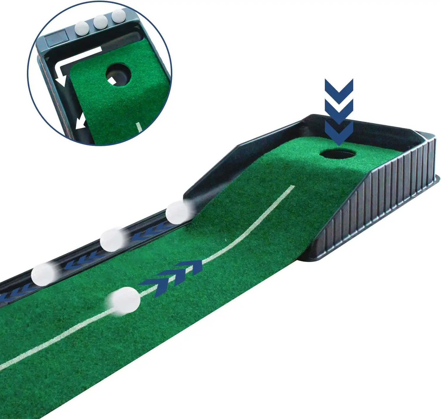 Colocar o Tapete com a Auto Sistema do Retorno da Esfera Interior Putting Green para Mini-Jogos de Práticas de Equipamentos de Presentes para Golfistas Imagem 2