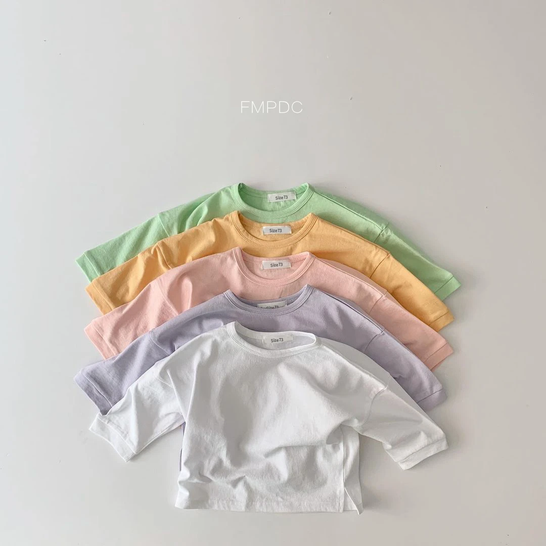 Coreia Crianças Oversized T-Shirt Básica 2022 Bebê Tee Macio Assentamento Camisa de Criança Roupas de Menina T-shirts do Bebê Roupa de Meninos Tops Imagem 1