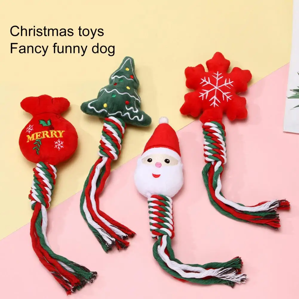 Cães Pequenos Presente De Natal De Algodão Corda De Brinquedo Limpeza Dos Dentes Mastigar Interativo De Mordida Molar Brinquedo De Natal Da Série Filhote De Cachorro De Estimação Acessórios Imagem 1