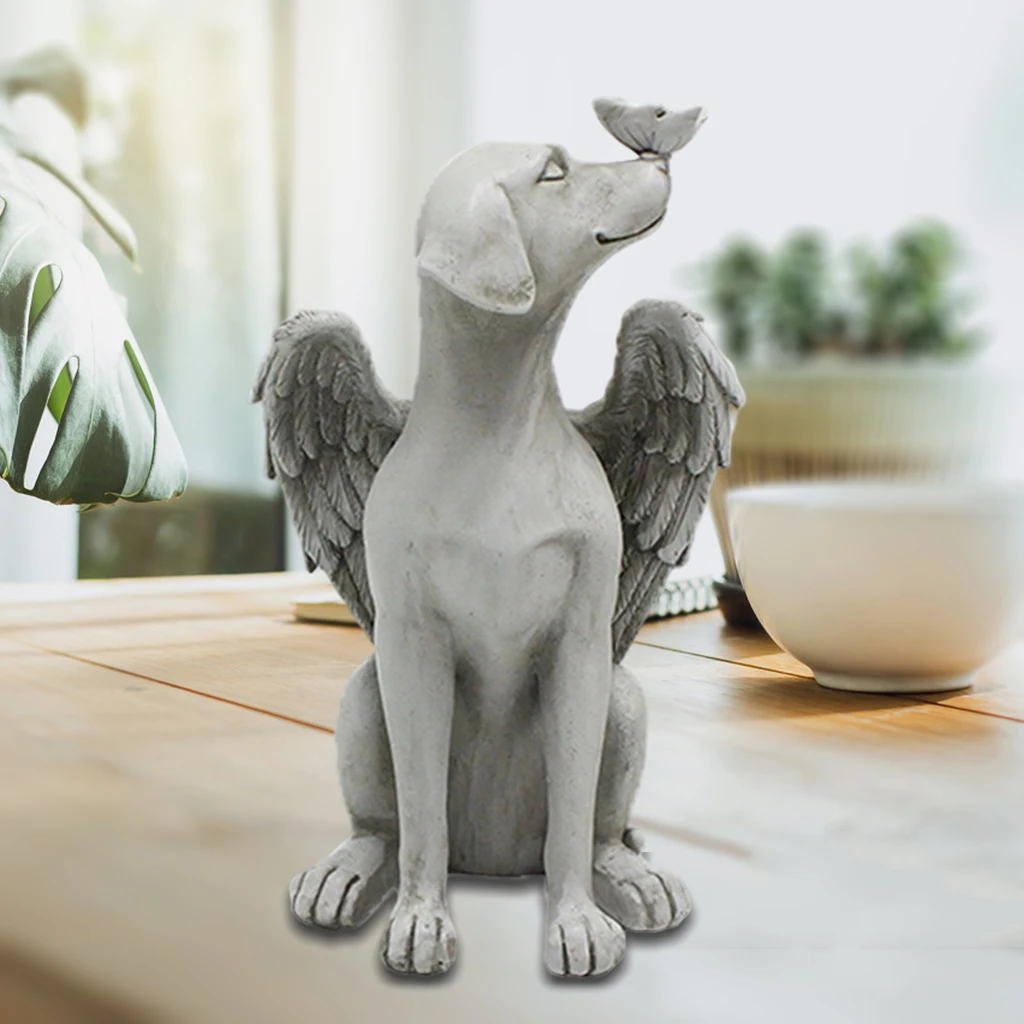 Cão Anjo Pet Memorial Estátua Decorativa Lápide Escultura, Artesanato De Resina, Tributo De Estimação Cachorro Ao Ar Livre Ornamento De Jardim Imagem 3