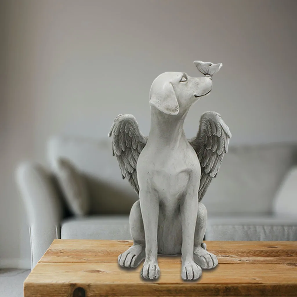 Cão Anjo Pet Memorial Estátua Decorativa Lápide Escultura, Artesanato De Resina, Tributo De Estimação Cachorro Ao Ar Livre Ornamento De Jardim Imagem 4
