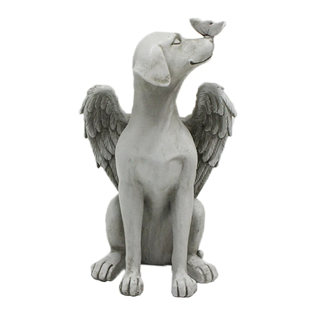 Cão Anjo Pet Memorial Estátua Decorativa Lápide Escultura, Artesanato De Resina, Tributo De Estimação Cachorro Ao Ar Livre Ornamento De Jardim Imagem 5