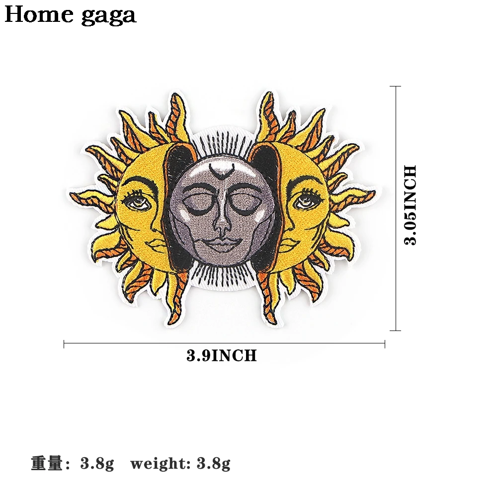 D2943 Homegaga do Sol e da Lua Etiqueta para Roupas Aplicações Manchas na Roupa Ferro Patch Bordado para a Mochila Emblema Imagem 1