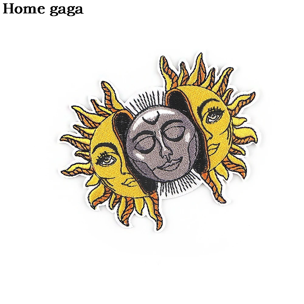 D2943 Homegaga do Sol e da Lua Etiqueta para Roupas Aplicações Manchas na Roupa Ferro Patch Bordado para a Mochila Emblema Imagem 2