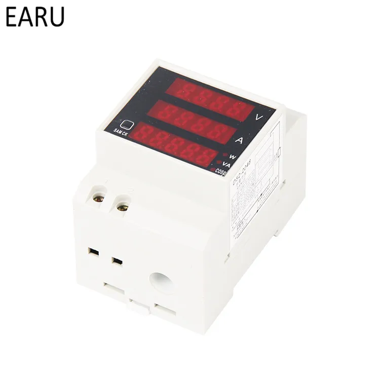 D52-2048 trilho Din LED Volts de corrente Medidor de Fator de Potência Ativa de Energia Amperímetro Voltímetro AC 80-300 V 0 a 100.0 A 200a Medidor de DIY Imagem 1