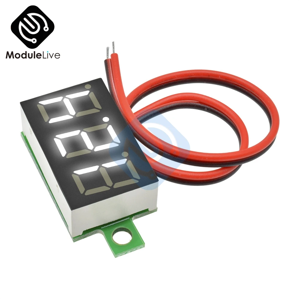 De 0,36 mm 2 fio Azul Vermelho Branco Verde Mini Display de LED Digital Voltímetro do Painel de Volts de Tensão Medidor de Ajuste Voltímetro para Carros Imagem 3