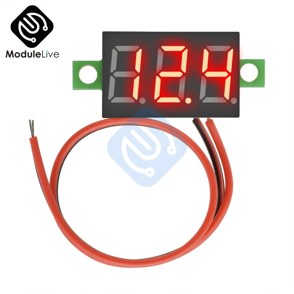 De 0,36 mm 2 fio Azul Vermelho Branco Verde Mini Display de LED Digital Voltímetro do Painel de Volts de Tensão Medidor de Ajuste Voltímetro para Carros Imagem 4