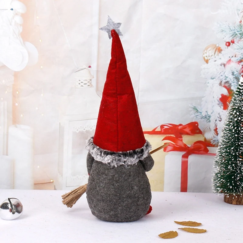 De pé Papai Noel com Vassoura de Natal, Dwarf, Gnome para Boneca Ornamentos Bonito dos desenhos animados Elfo Anão de Decoração de Casa de Festa de Natal Imagem 3