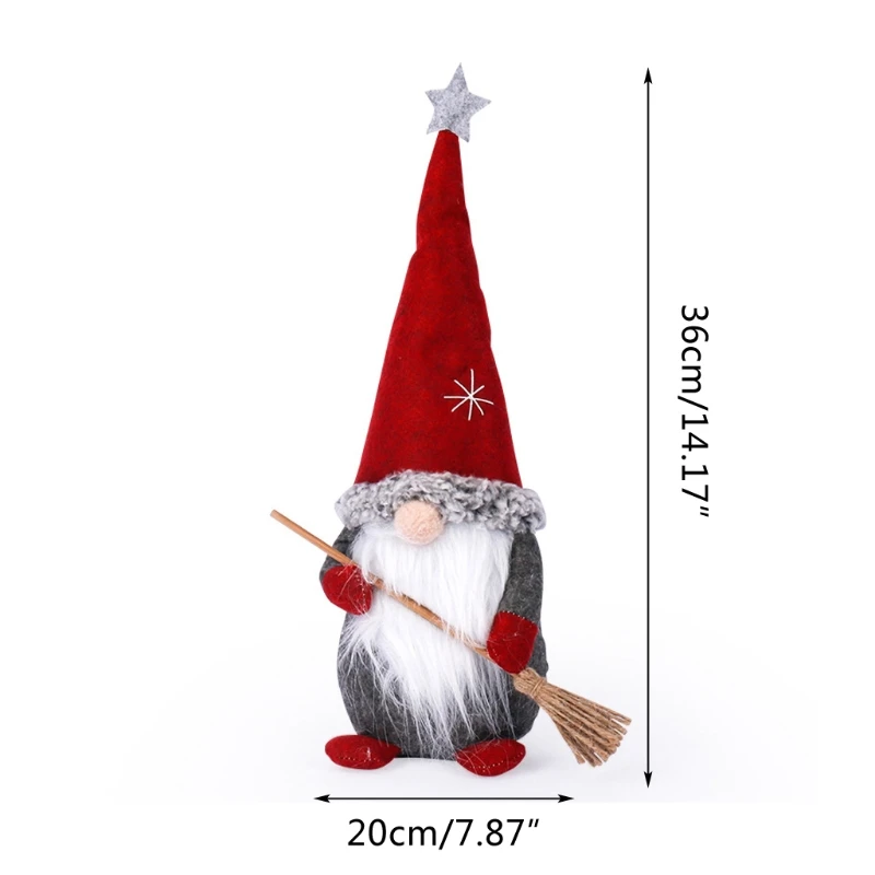 De pé Papai Noel com Vassoura de Natal, Dwarf, Gnome para Boneca Ornamentos Bonito dos desenhos animados Elfo Anão de Decoração de Casa de Festa de Natal Imagem 5