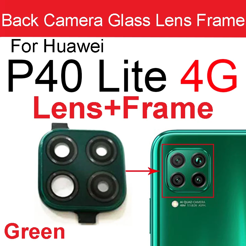 De volta Câmera Traseira Lente de Vidro Para a Huawei P40 P40Pro P40 Lite 5G Suporte da Câmera Com Lente de Vidro Tampa do Quadro de Reparação de Peças de Reposição Imagem 5