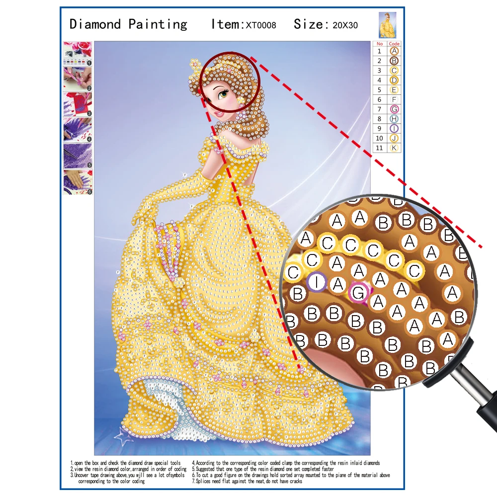 Disney Belle Princesa Diamante Pintura a bela e A Fera Mosaico, Bordado de Cruz Ctitch Kits de Imagem De Strass Casa de Arte Imagem 2