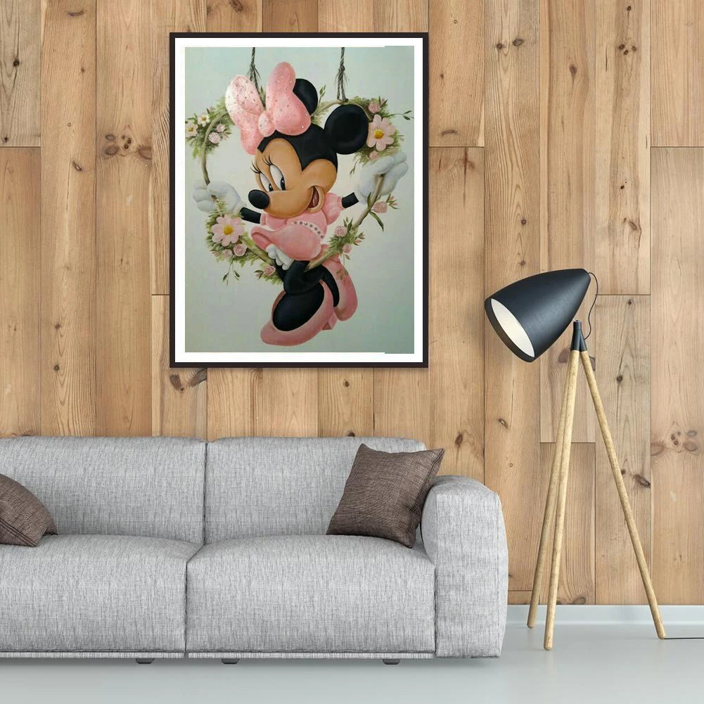 Dos desenhos animados de Disney do Minnie do Mickey 5d DIY Diamante Pintura, Ponto Cruz Kits Rodada do cristal de rocha Da Imagem da Sala de Casa de Parede Decoração Presente Imagem 1