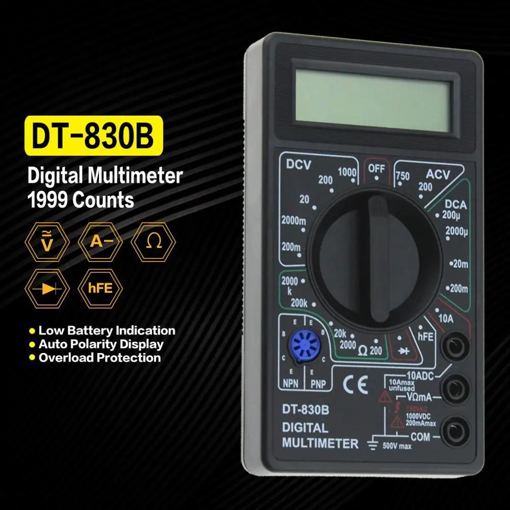 DT-830B LCD Digital Multímetro AC DC 750 1000 Voltímetro Amperímetro Ohm Testador de Medidor Multímetro Digital Imagem 1