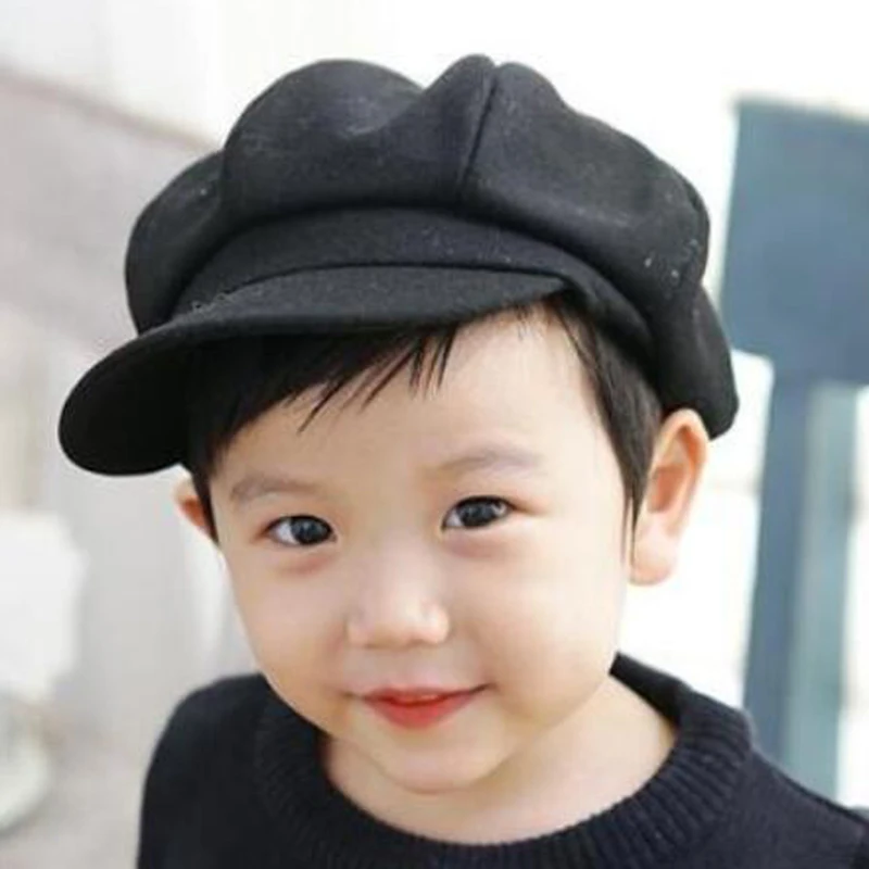 DYLAOPAN para Crianças, chapéus de outono e inverno meninos caps Britânica de xadrez octogonal chapéus versão em coreano Japonês selvagem meninas boinas Imagem 1