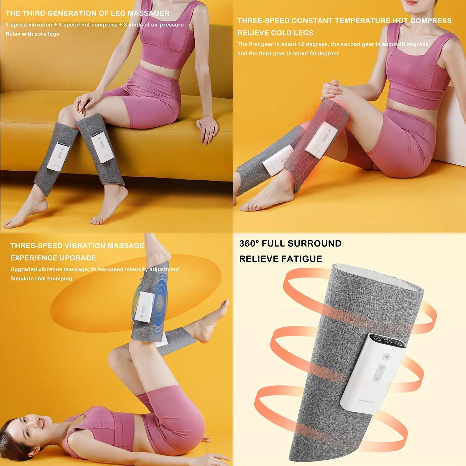 Elétrica Perna Massageador Para A Circulação E O Relaxamento Do Músculo Da Panturrilha Massageador Com Compressão De Ar De Aquecimento Vibrador Para A Dor De Re G0x2 Imagem 5