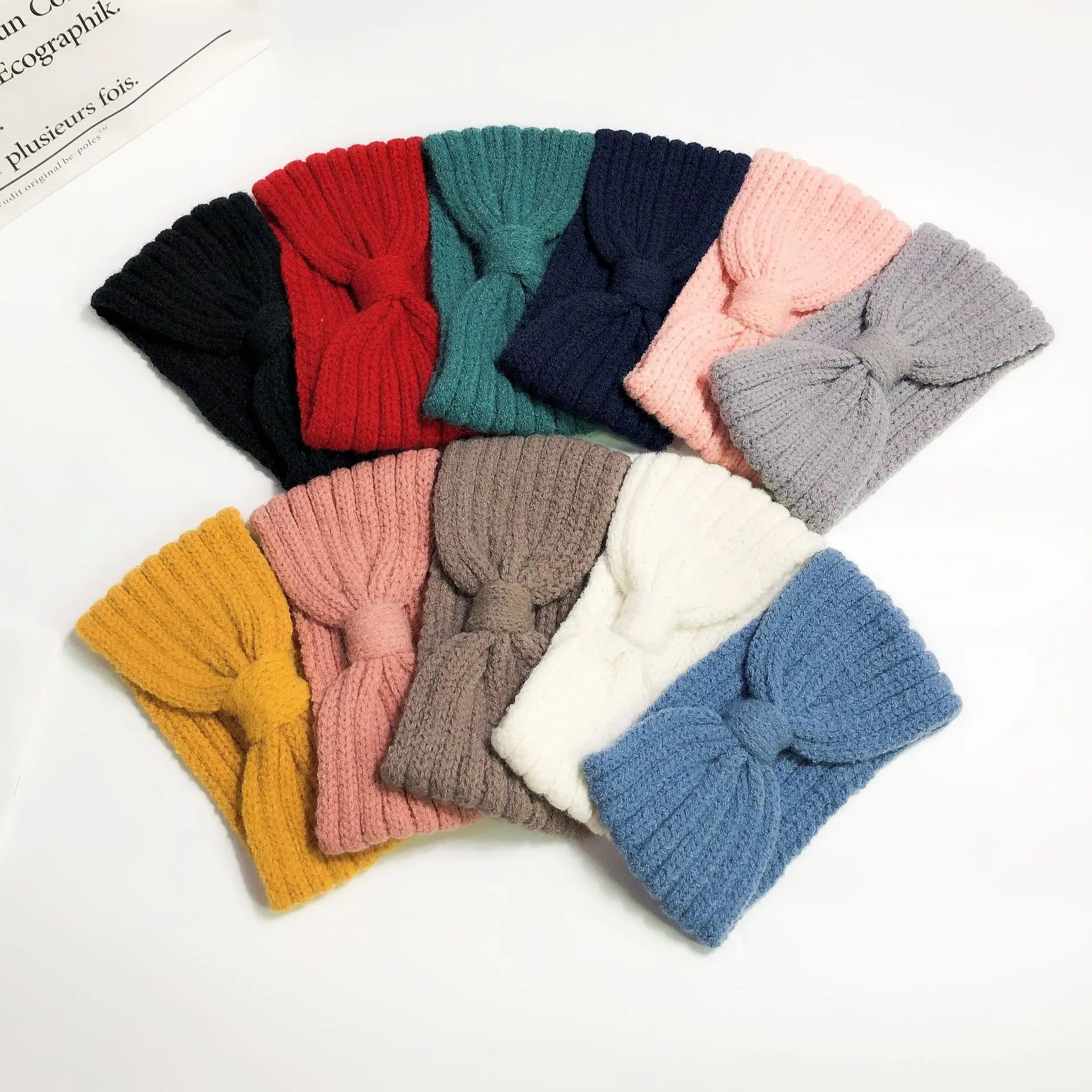 Feito à mão Inverno Quente de Cabeça para as Mulheres de Lã de Malha Tiaras Novo Cotton Cashmere Headwear Elástico Faixa de Cabelo e Acessórios para o Cabelo Imagem 1