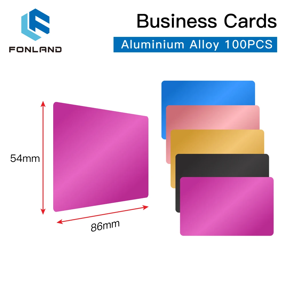FONLAND 100PCS/LOTE do Nome da empresa de Cartões Multicolor da Liga de Alumínio de Folha de Metal, Testes de Material para a Máquina da Marcação do Laser Imagem 1