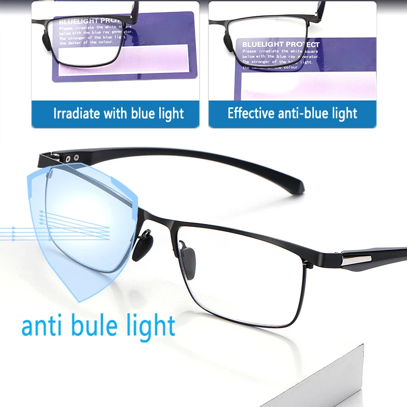 Fotossensíveis Óculos de Leitura Multifocal Progressiva Homens Anti Luz Azul Computador Óculos para Presbiopia Óculos TR90 Quadro Completo Imagem 5