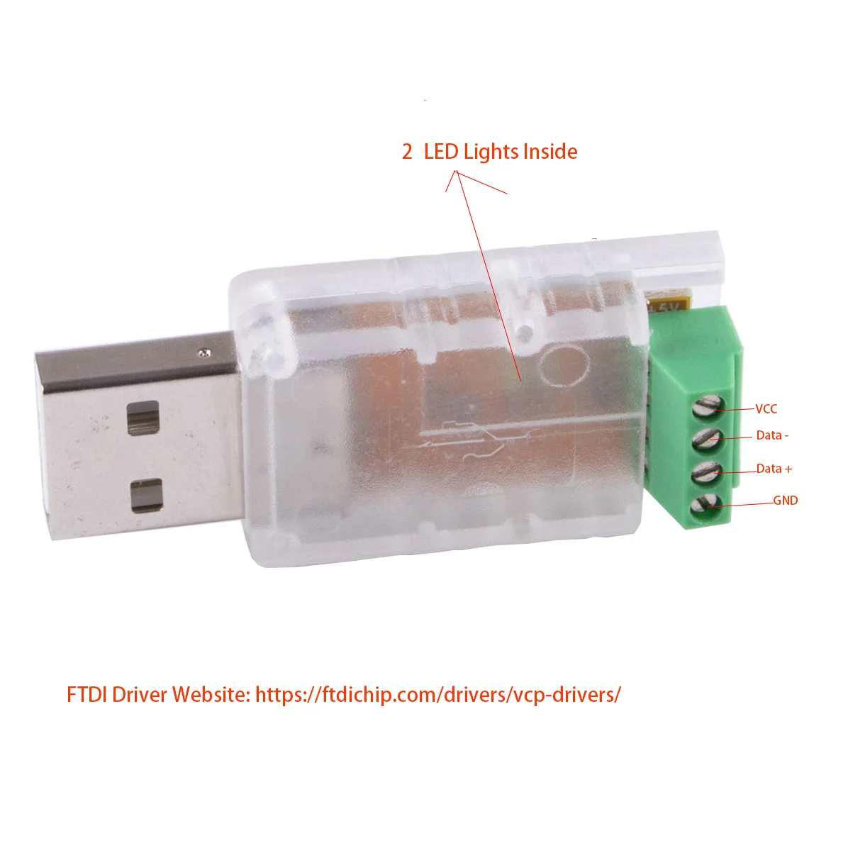 FTDI USB para RS485 Conversor Serial Adaptador Com Dados de UM B GND VCC Pinagem Atribuição 4Pin 2.54 mm do Bloco de Terminais Imagem 3