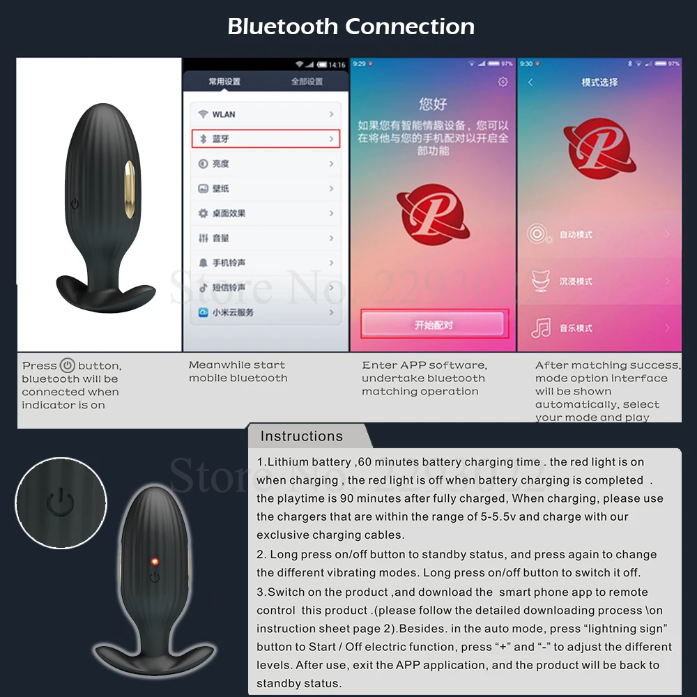 G Spot-Vibrador Estimulador Vibradores Bluetooth APP Choque Elétrico Macho Massageador de Próstata Anal Butt Plugs de Brinquedos Sexuais Para Homens Mulheres Imagem 4